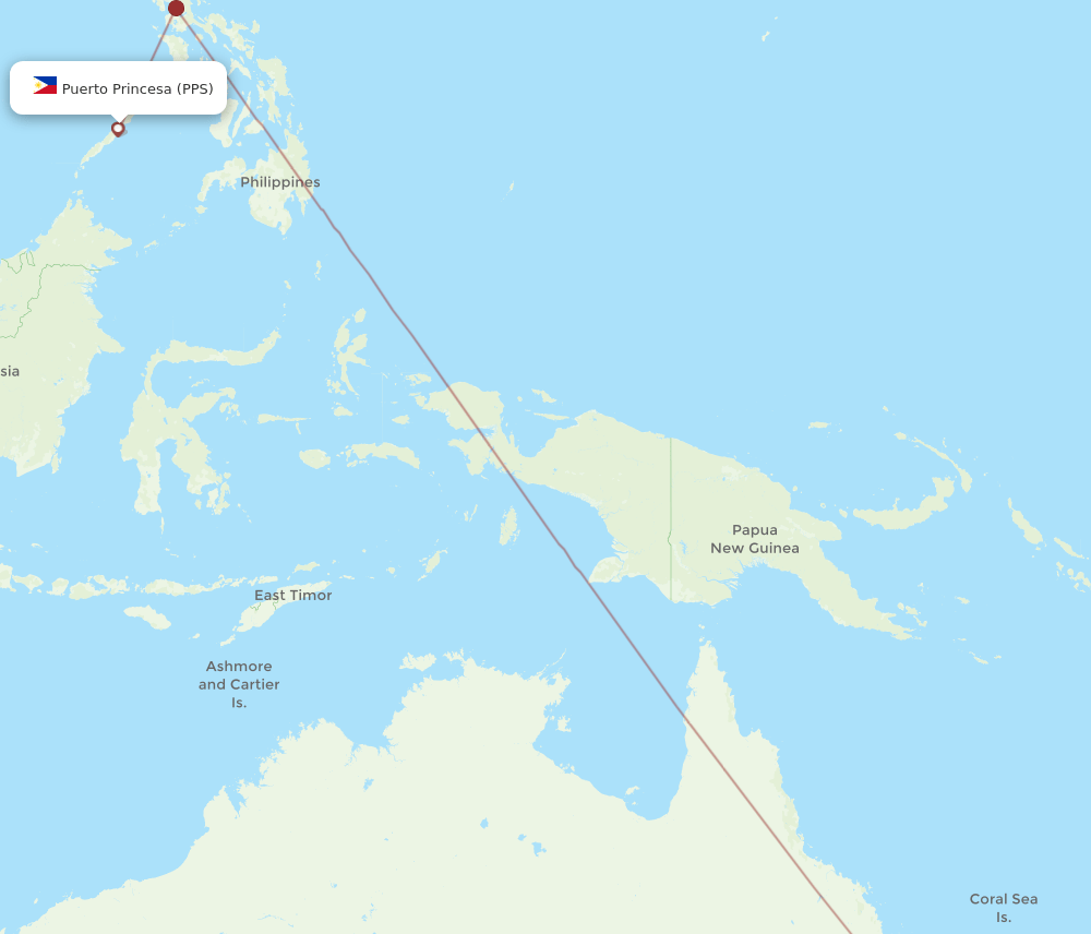 Brisbane - Puerto Princesa route map and flight paths
