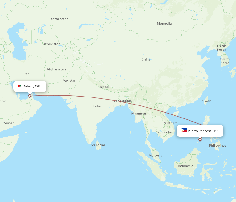 PPS-DXB flight routes