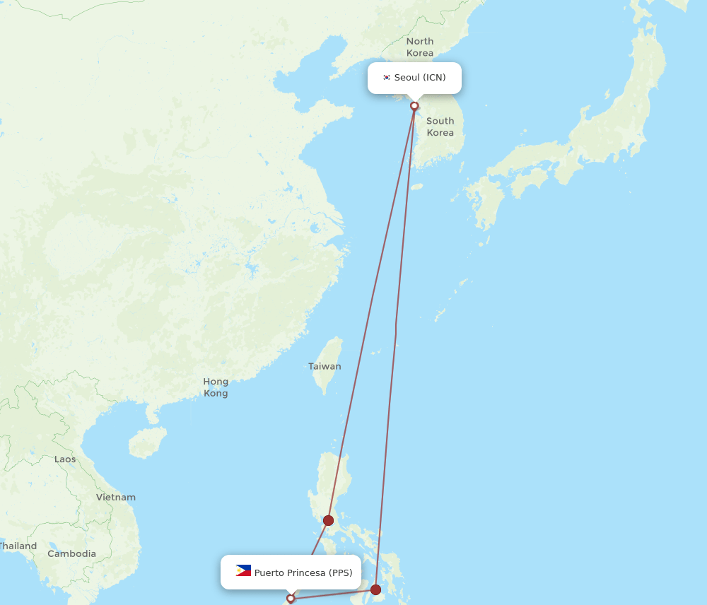 PPS-ICN flight routes