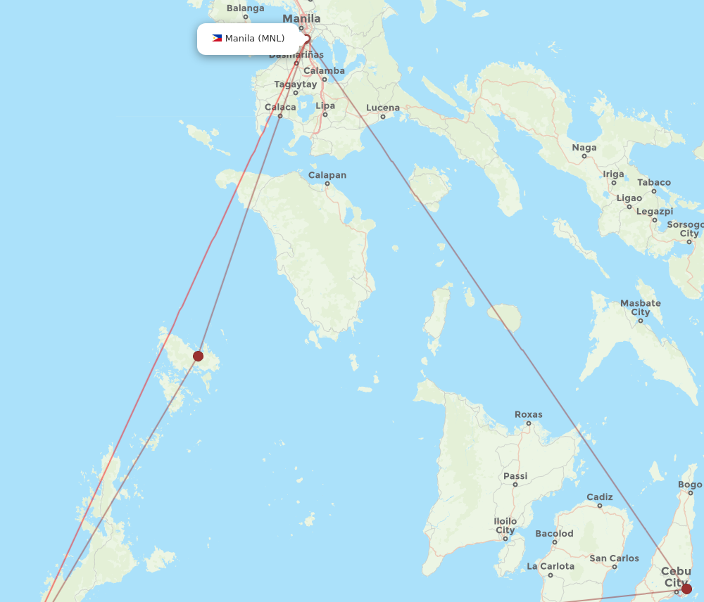 PPS to MNL flights and routes map