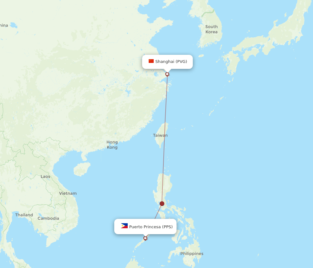 PPS-PVG flight routes
