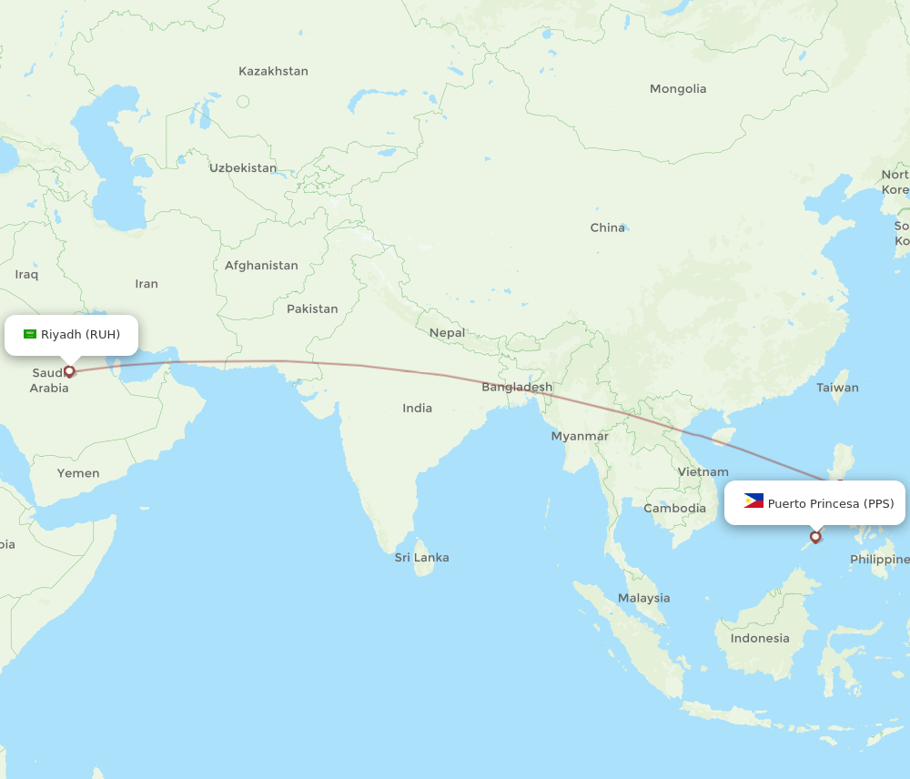 PPS-RUH flight routes