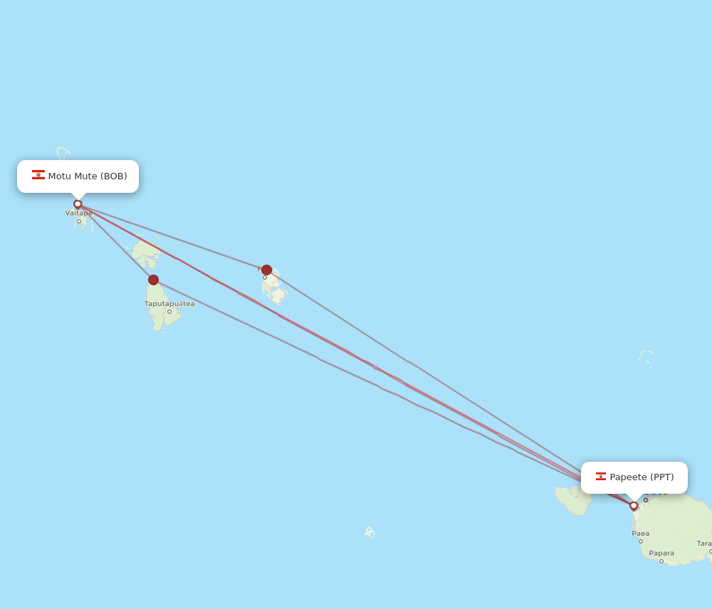 PPT to BOB flights and routes map