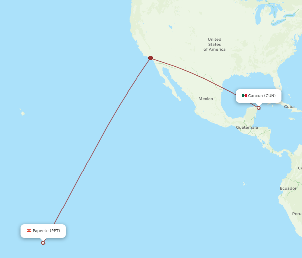 PPT-CUN flight routes