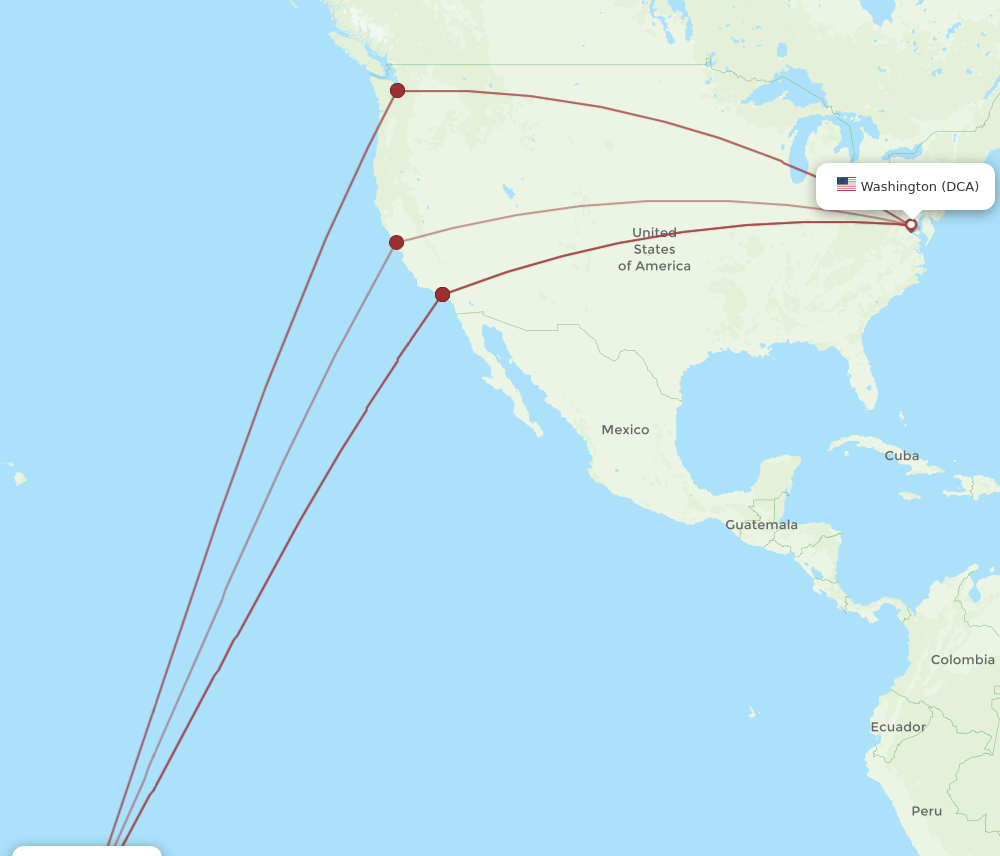 PPT to DCA flights and routes map