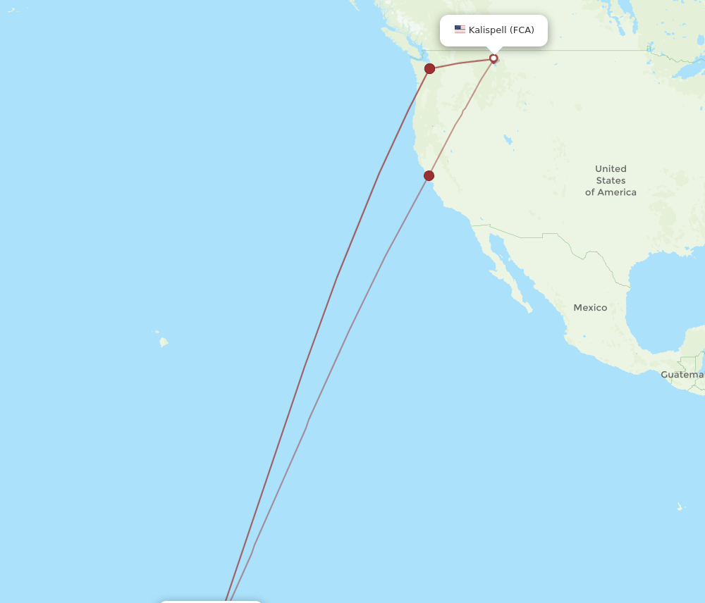 PPT to FCA flights and routes map