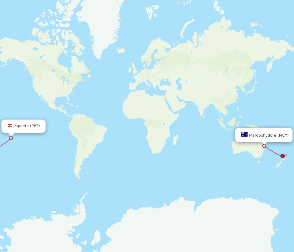 Sunshine Coast - Papeete route map and flight paths