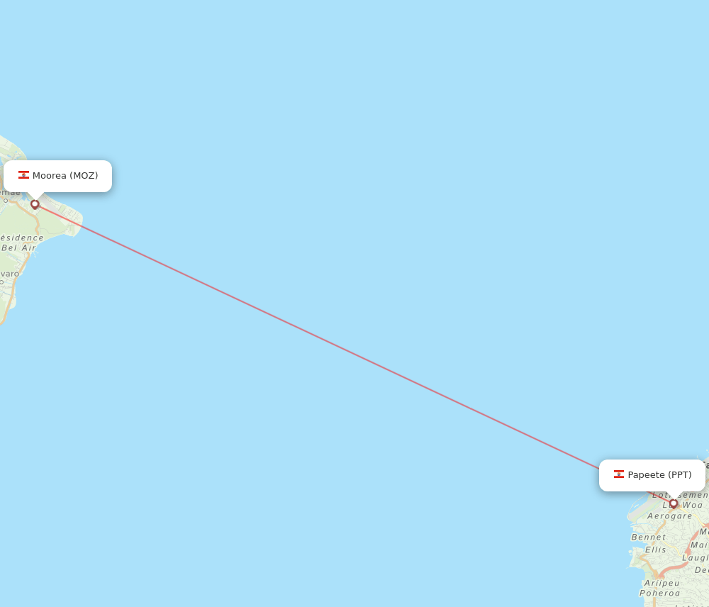 PPT to MOZ flights and routes map