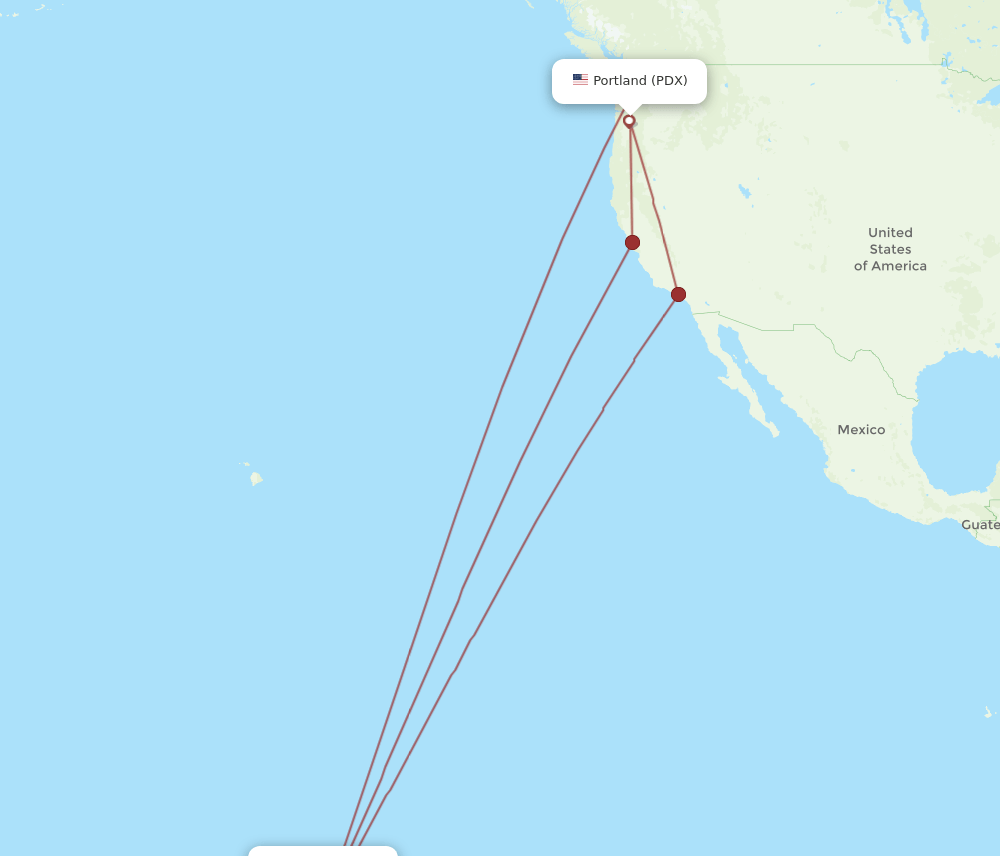 PPT to PDX flights and routes map