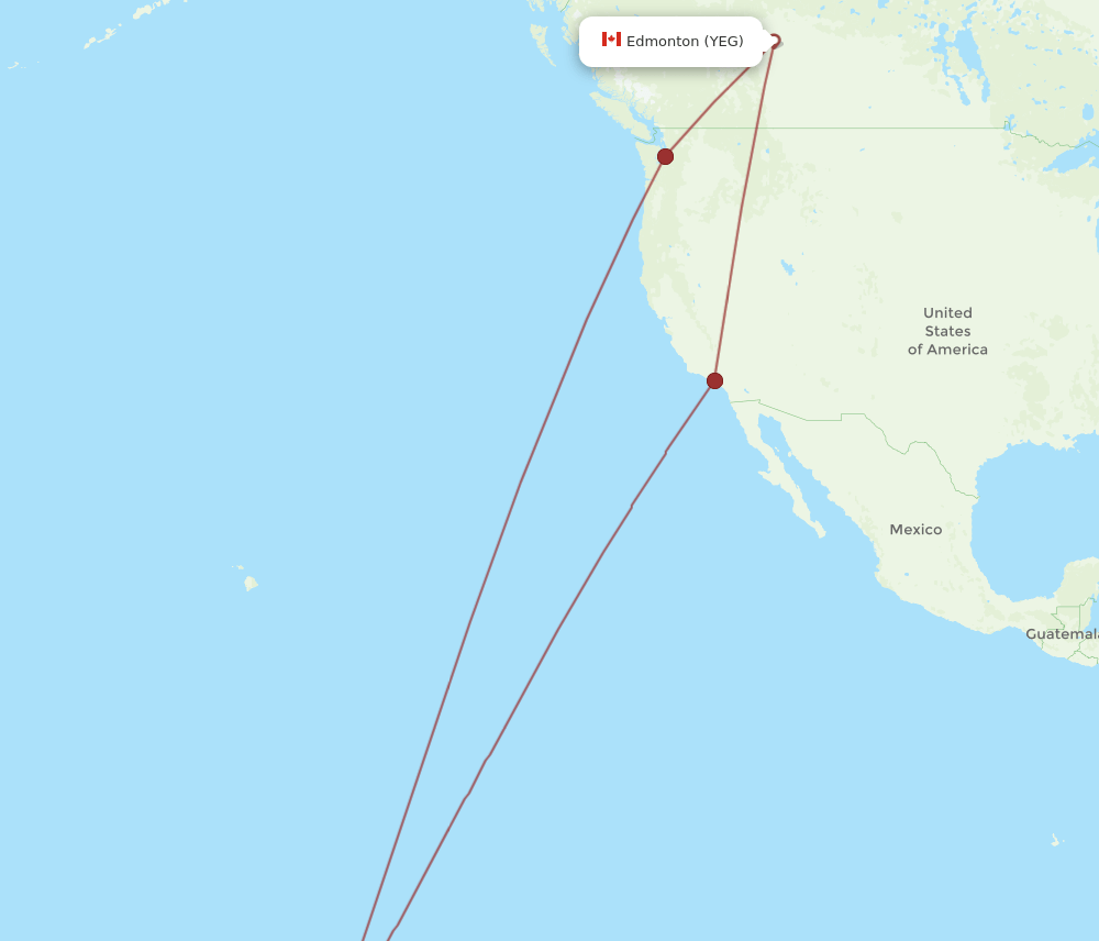 PPT-YEG flight routes
