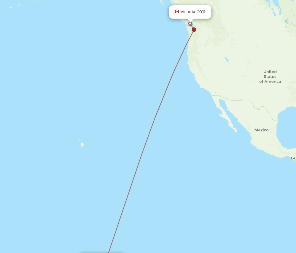Victoria - Papeete route map and flight paths