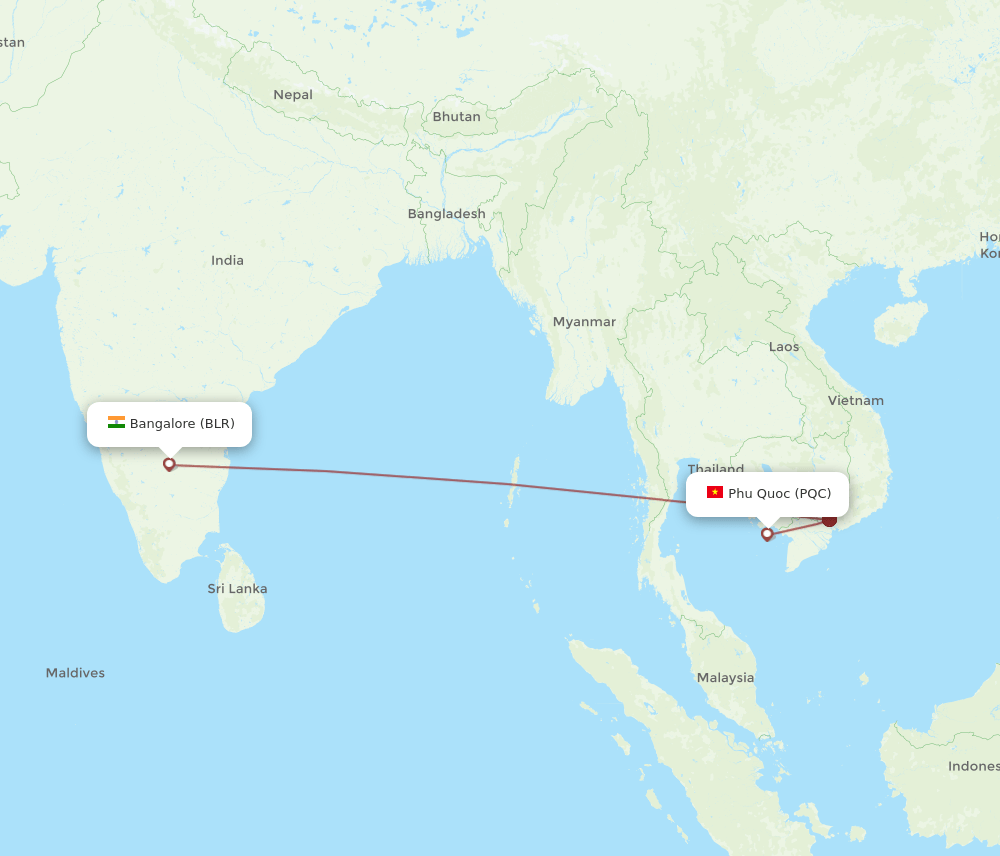 PQC-BLR flight routes