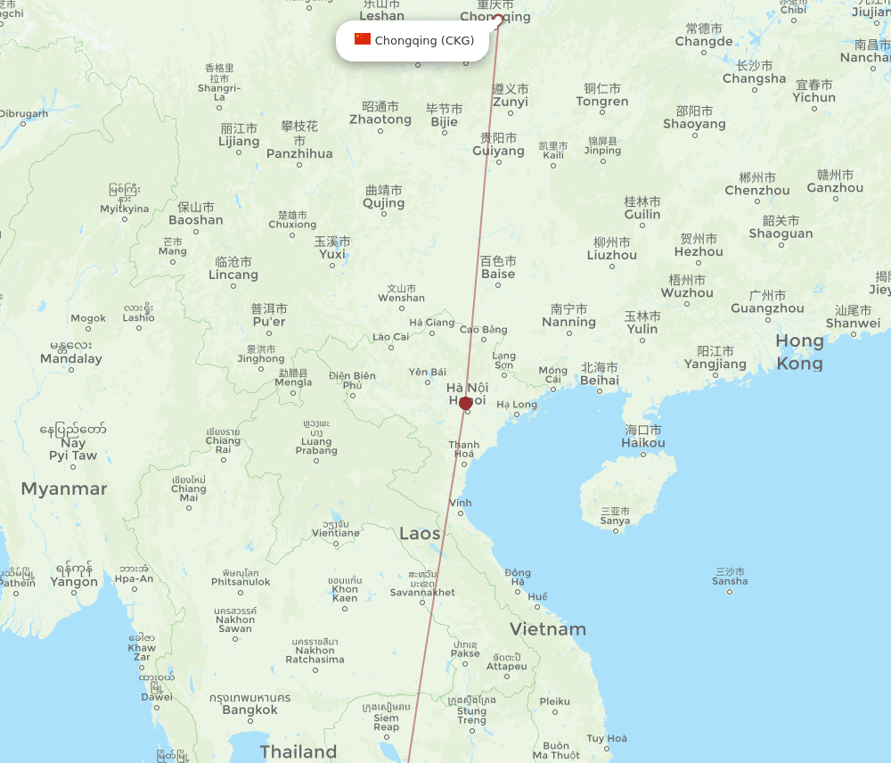 PQC to CKG flights and routes map