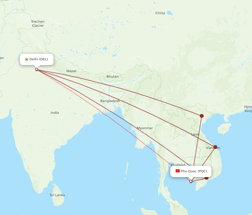 PQC-DEL flight routes