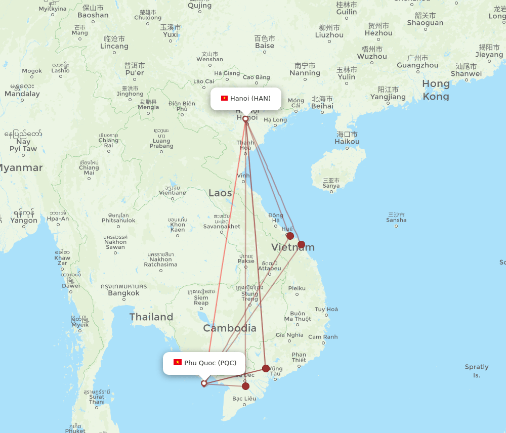 PQC-HAN flight routes
