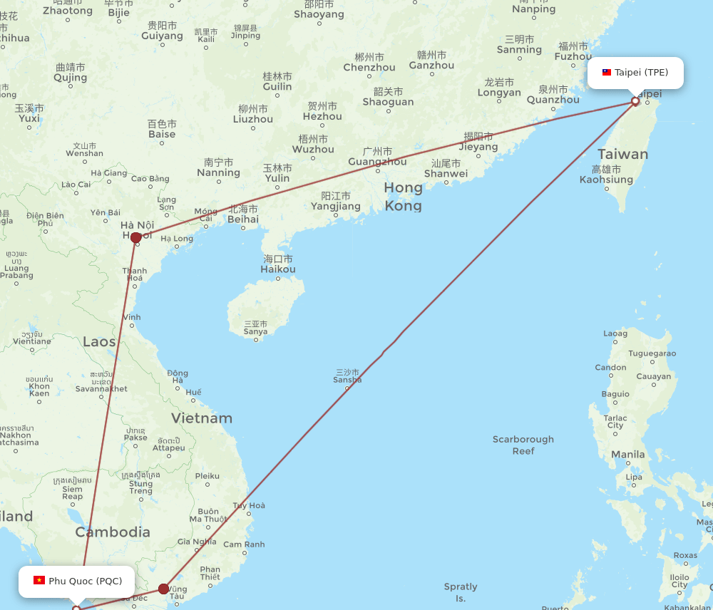 PQC-TPE flight routes