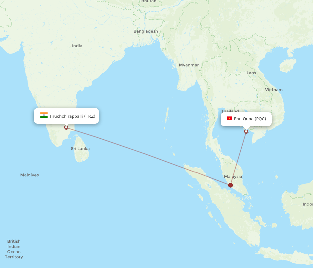 PQC to TRZ flights and routes map
