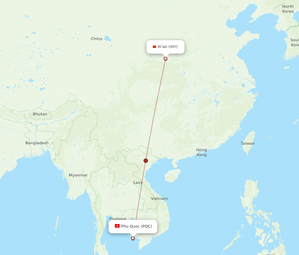 PQC-XIY flight routes