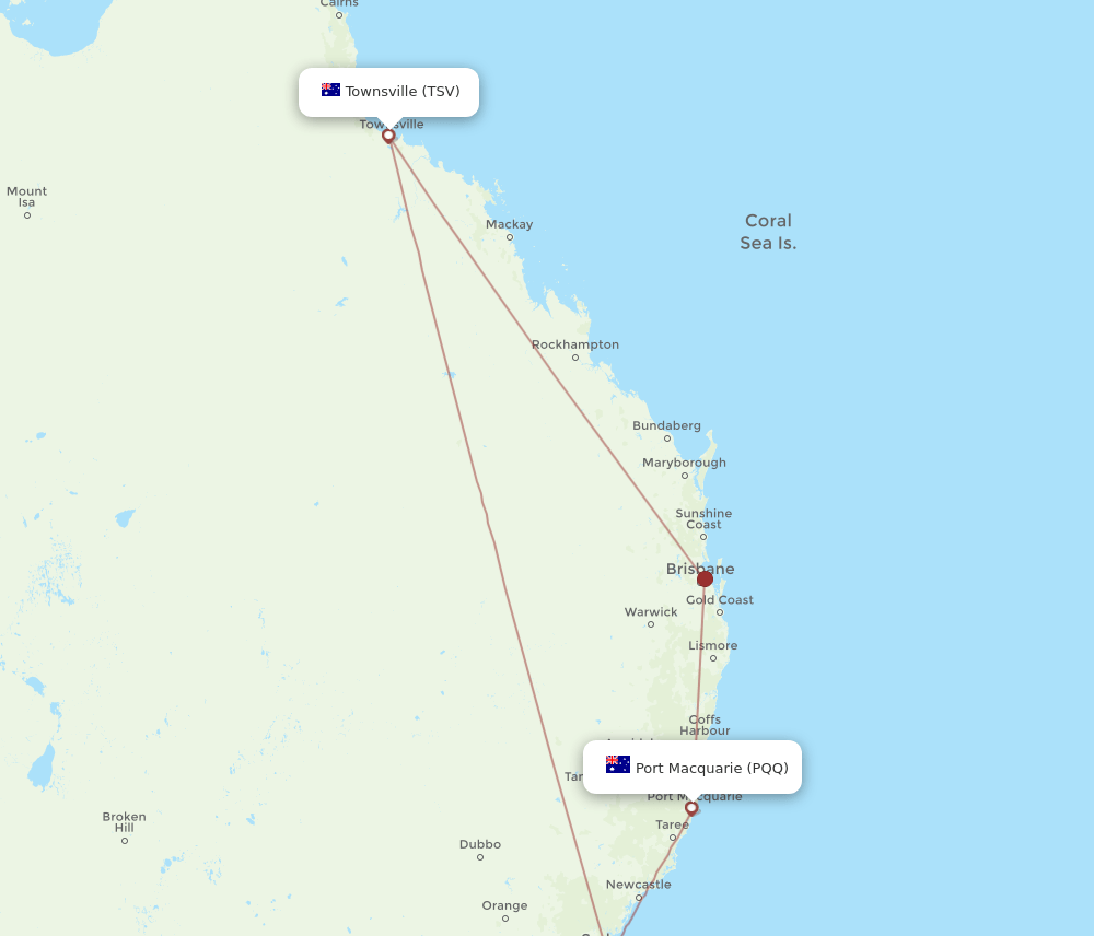 PQQ-TSV flight routes
