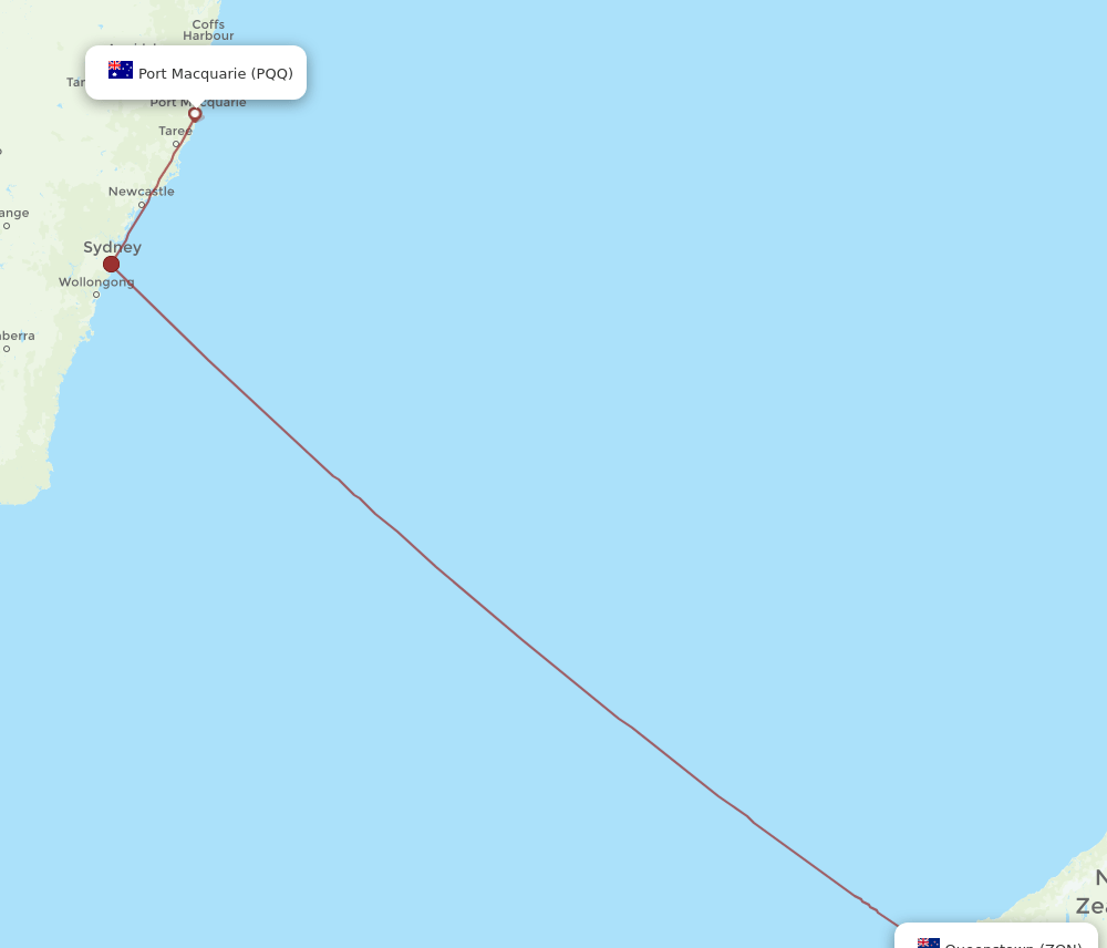PQQ to ZQN flights and routes map