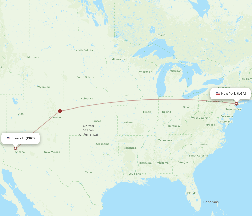 PRC-LGA flight routes