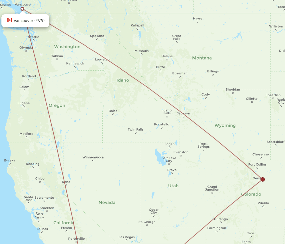 PRC-YVR flight routes