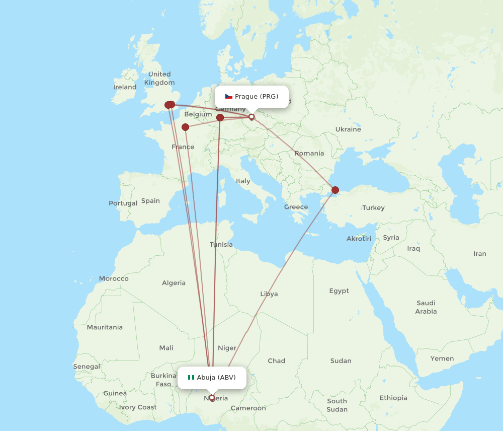 PRG-ABV flight routes