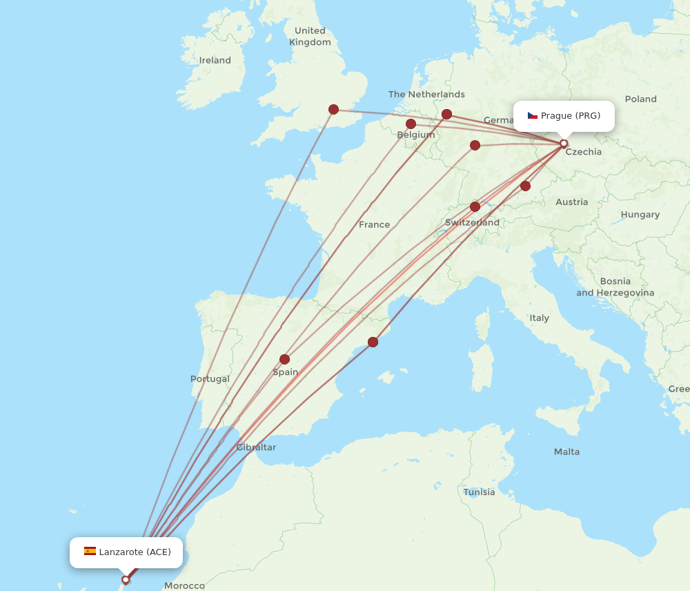 PRG-ACE flight routes