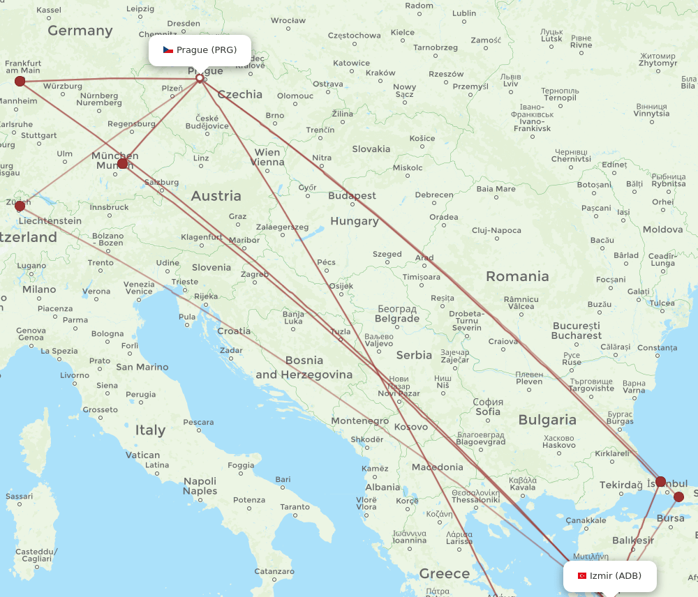 PRG-ADB flight routes