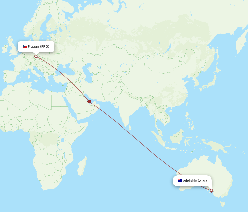 PRG-ADL flight routes