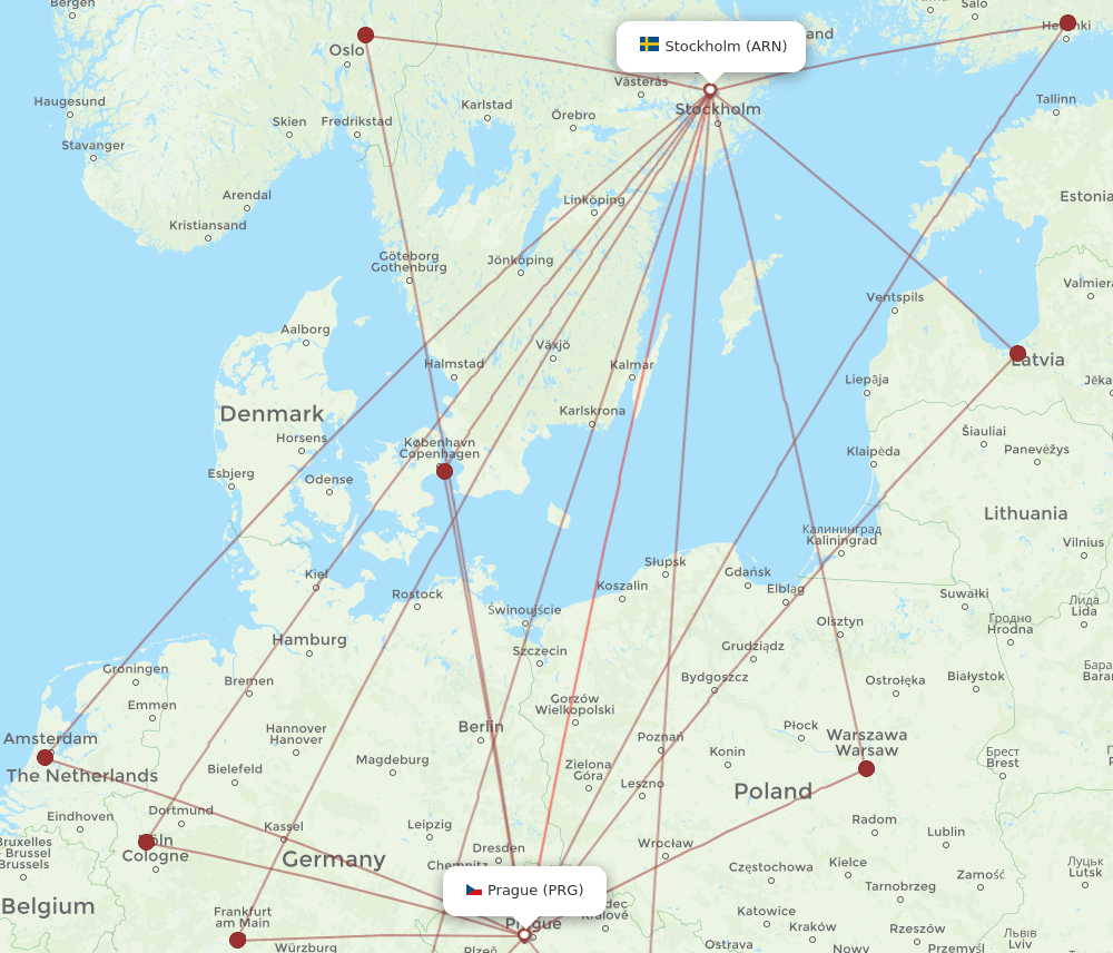 PRG-ARN flight routes