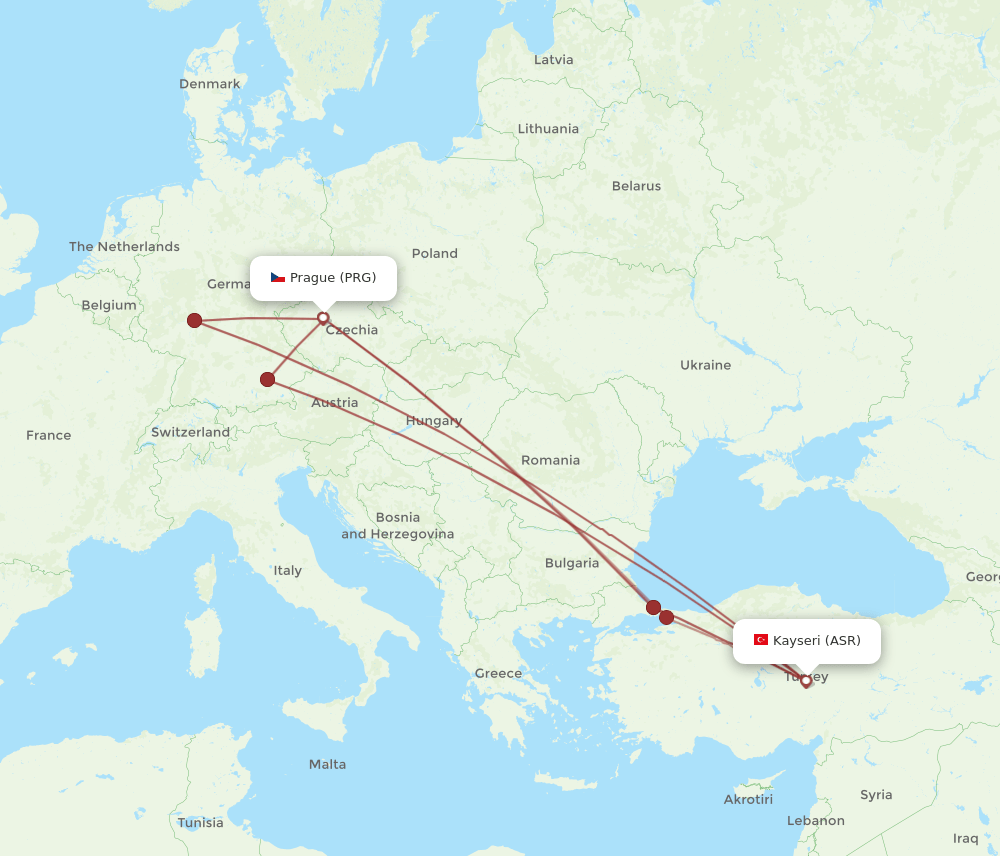 PRG-ASR flight routes