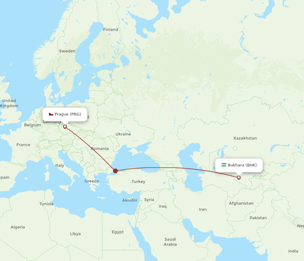 PRG-BHK flight routes