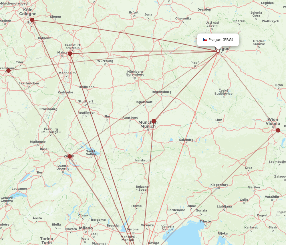 PRG-BLQ flight routes