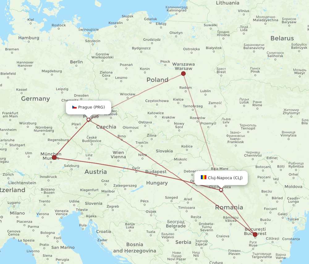PRG-CLJ flight routes