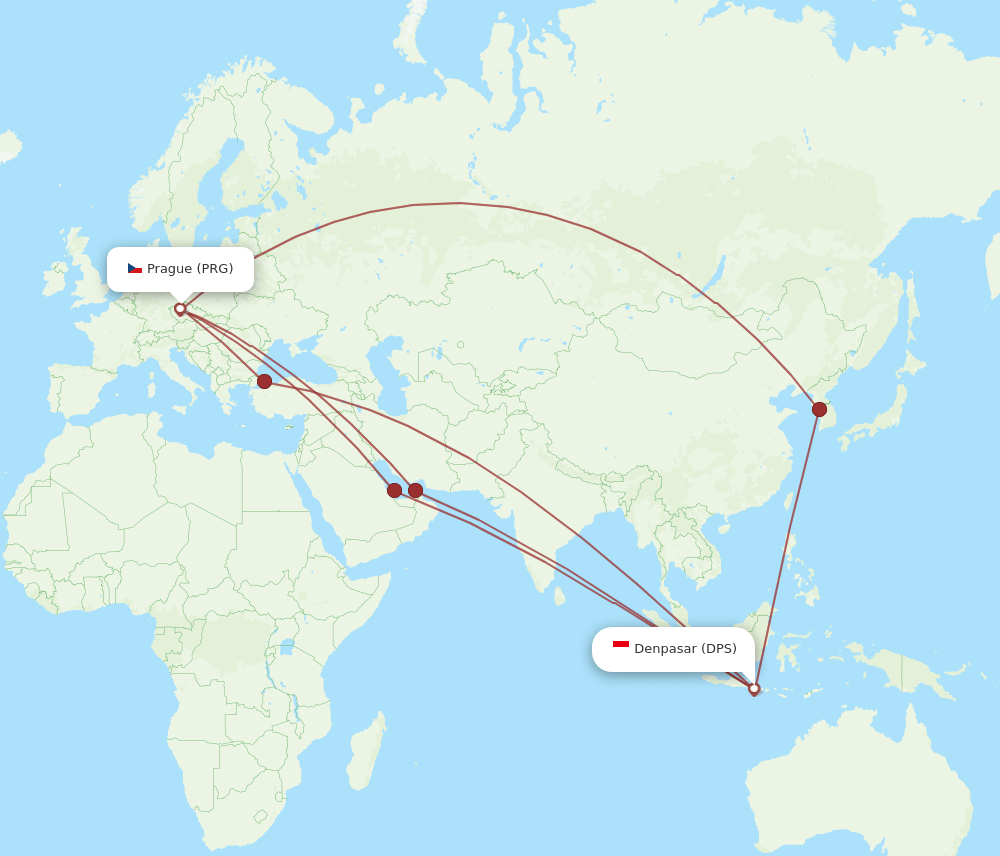 PRG-DPS flight routes