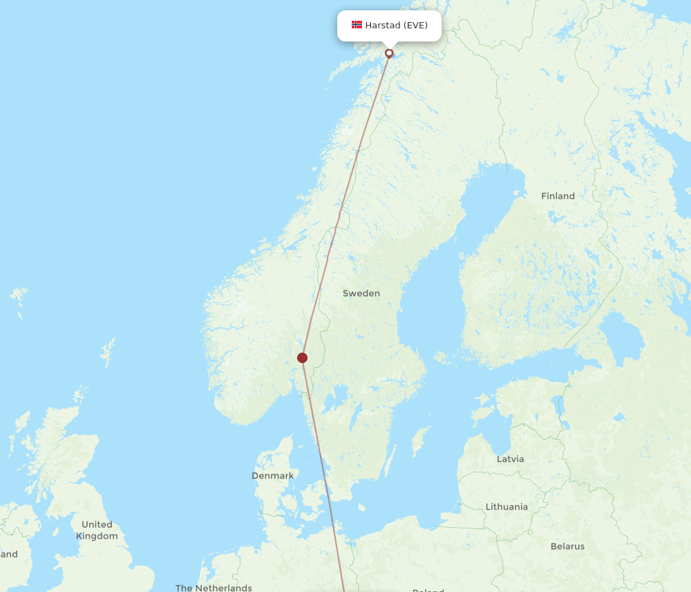 PRG-EVE flight routes