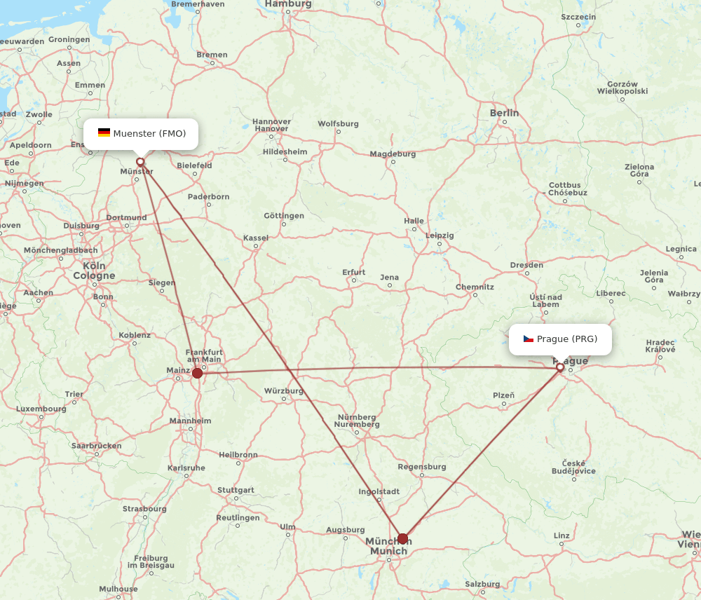 PRG to FMO flights and routes map