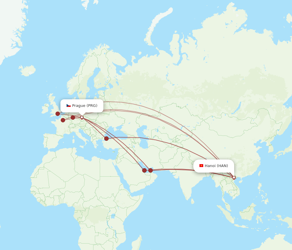 PRG-HAN flight routes