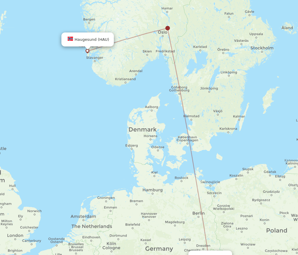 PRG-HAU flight routes