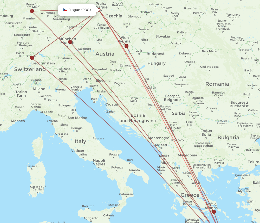 PRG to HER flights and routes map