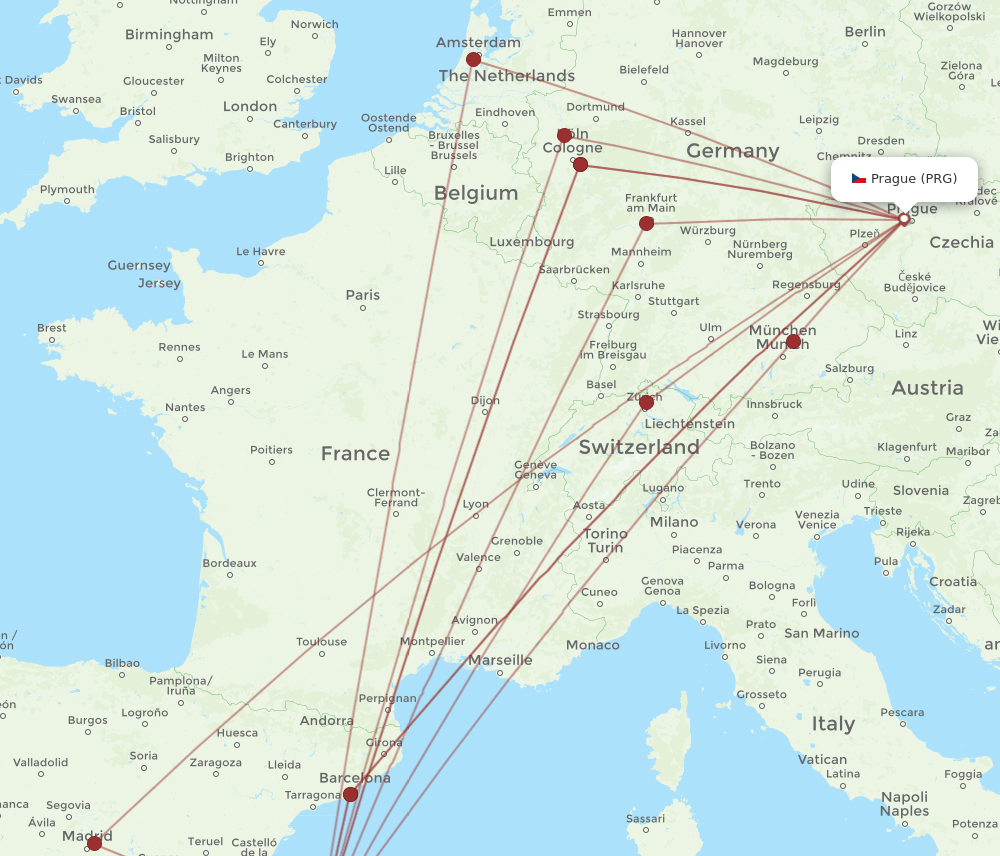 PRG-IBZ flight routes