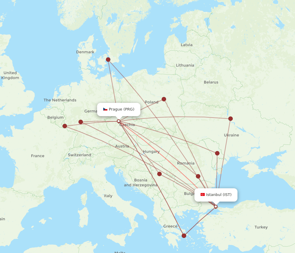 PRG-IST flight routes