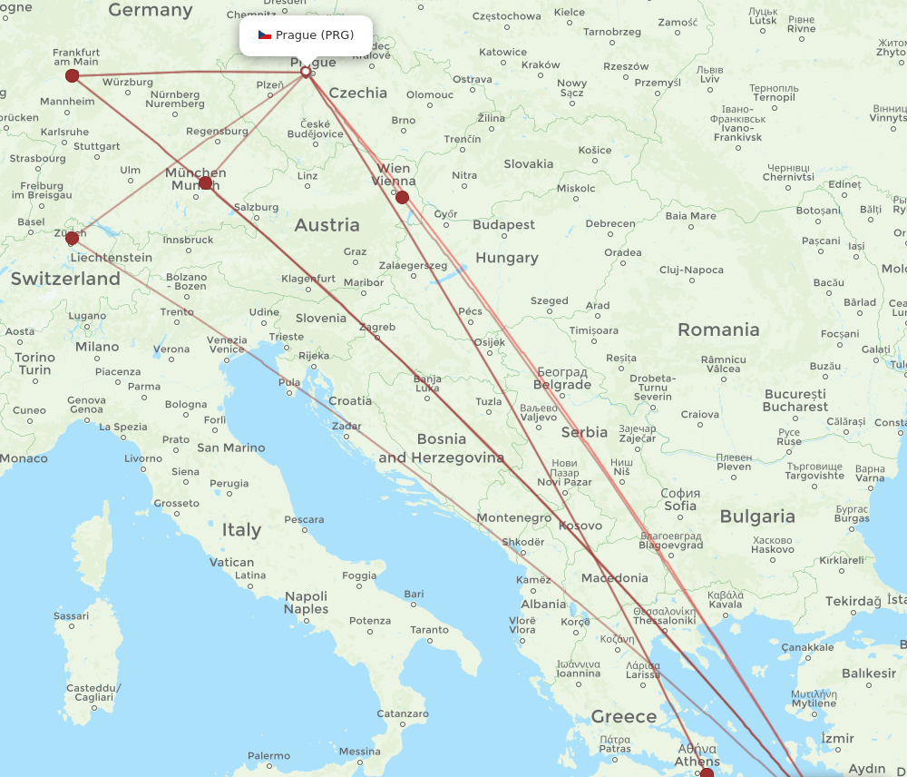 PRG-KGS flight routes