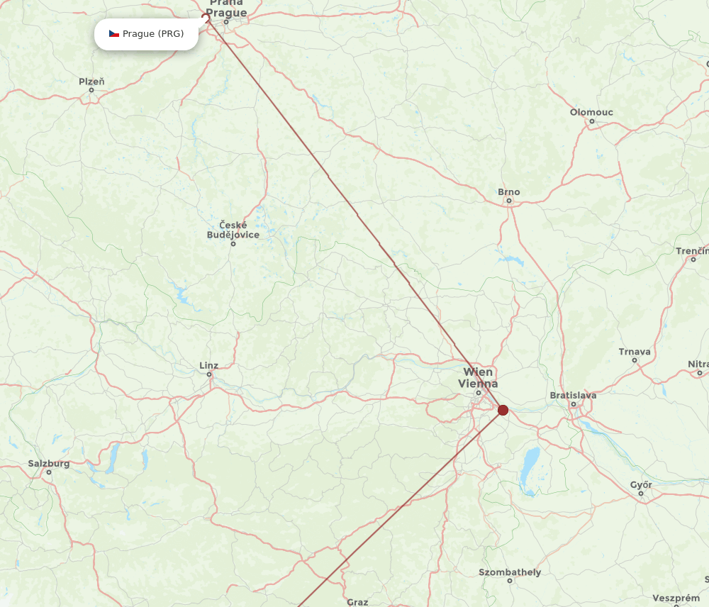PRG-KLU flight routes