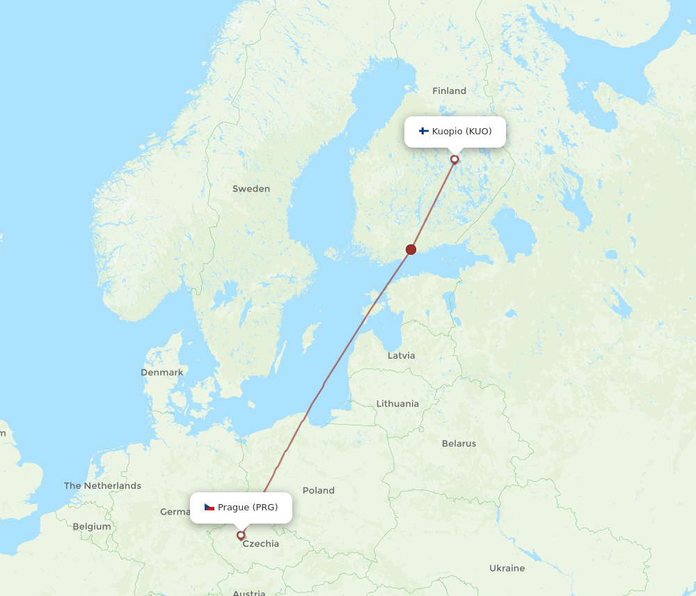 PRG-KUO flight routes