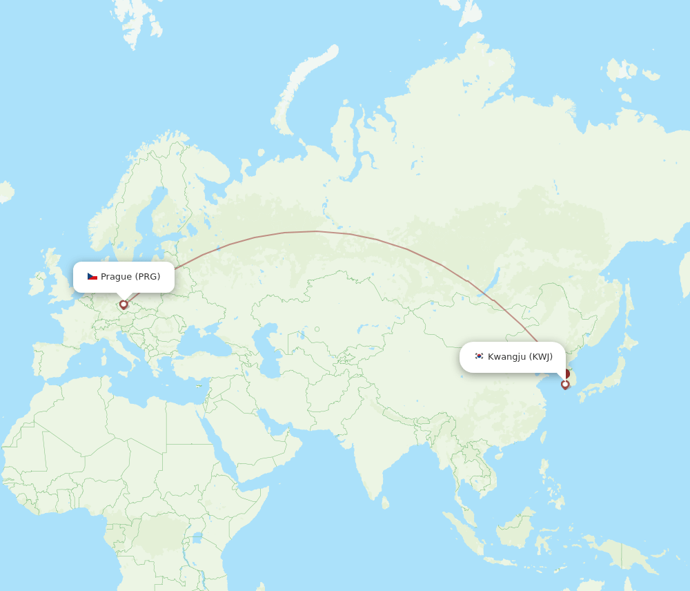 PRG-KWJ flight routes