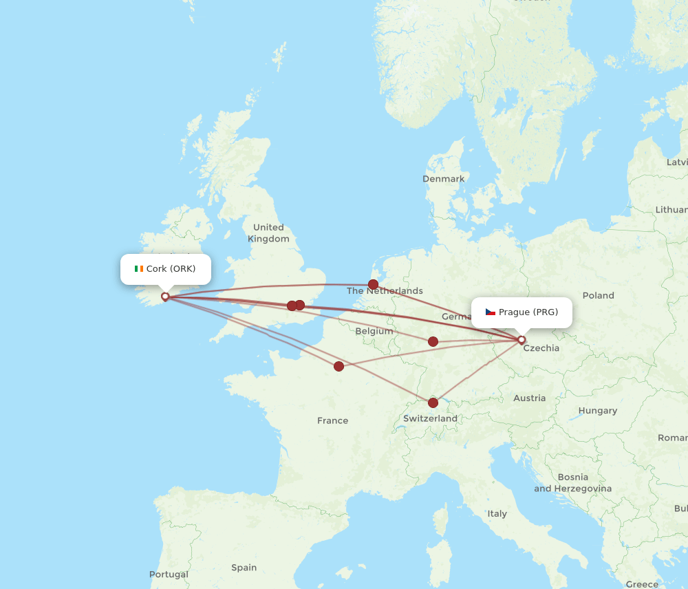 PRG-ORK flight routes