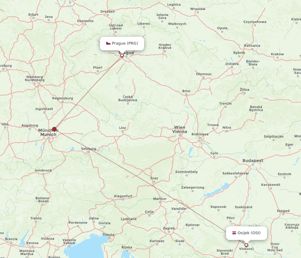 PRG-OSI flight routes