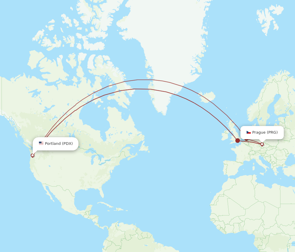 PRG-PDX flight routes